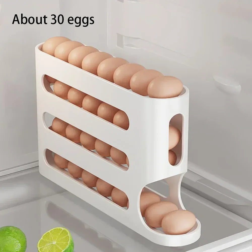 Four‑Layer Automatic Rolling Egg Holder For Fridge.