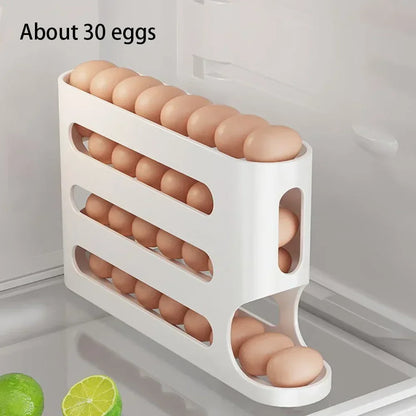 Four‑Layer Automatic Rolling Egg Holder For Fridge.