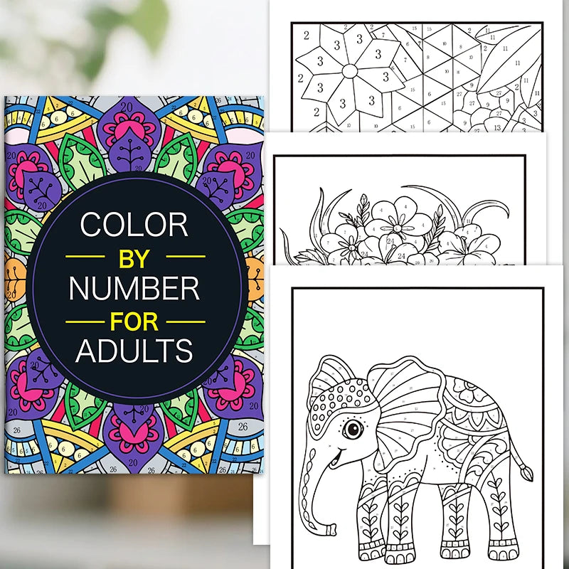 Color by Number for Adults Coloring Book 32 Pages Floral Mandala Design Stress Relief Relaxation Therapy Activity Book