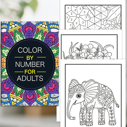 Color by Number for Adults Coloring Book 32 Pages Floral Mandala Design Stress Relief Relaxation Therapy Activity Book