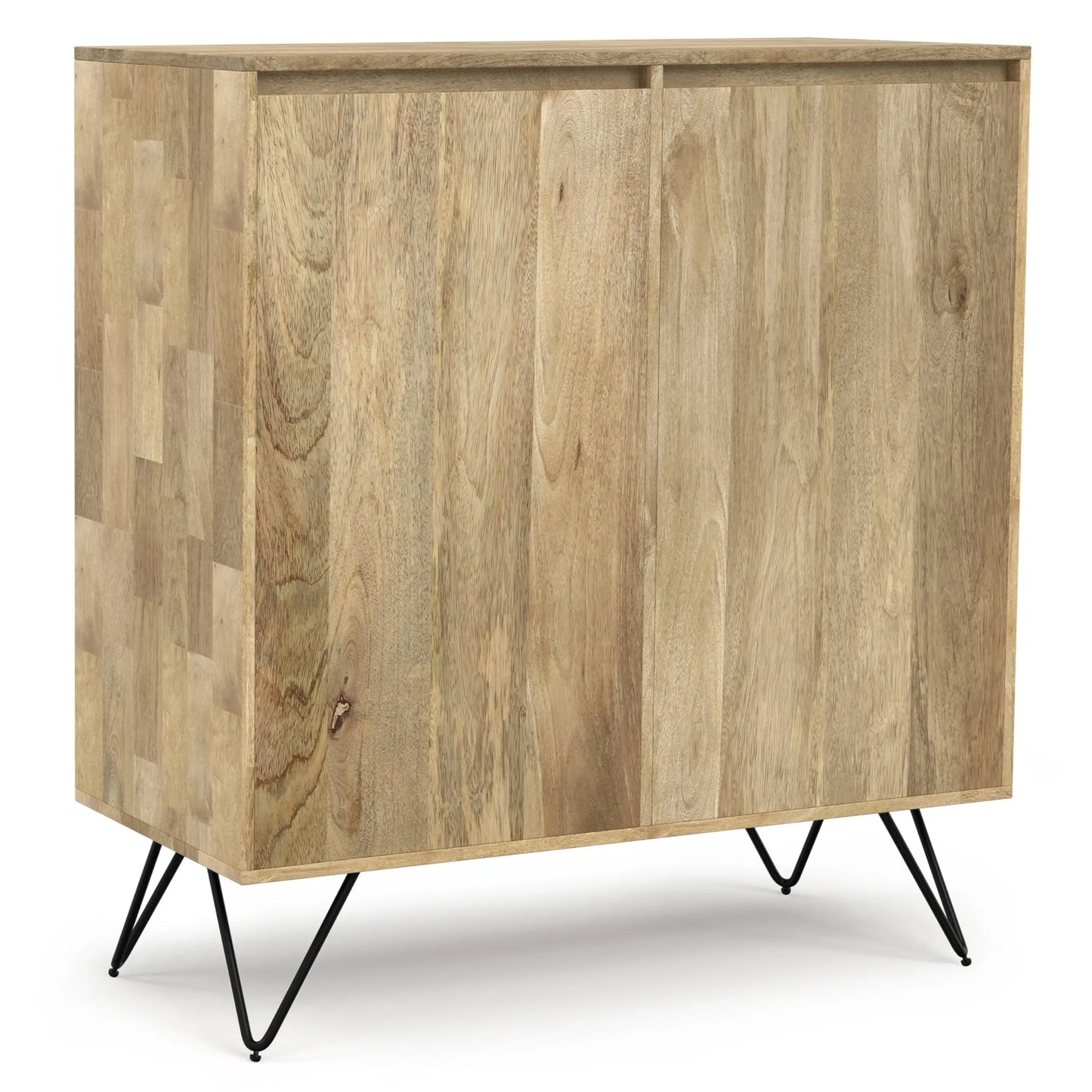 Modern Industrial Solid Mango Wood Cabinet With Metal Hairpin Legs For Living Room