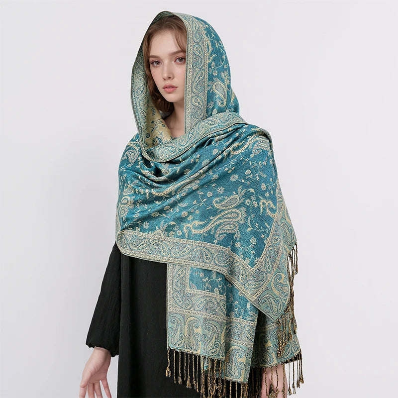 Autumn Winter Scarf Women Pashmina Shawls Cashmere Blanket Paisley Warm Thick Chunky Stoles Lady Elegant Poncho Outdoor Bufanda