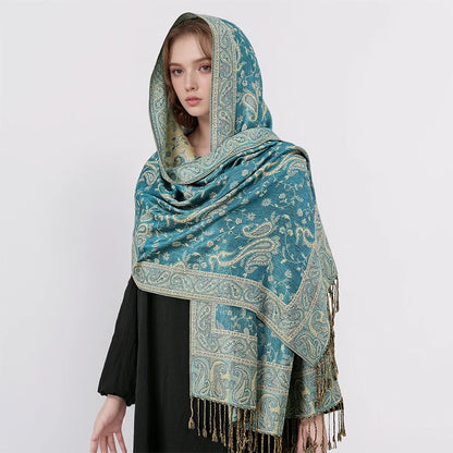 Autumn Winter Scarf Women Pashmina Shawls Cashmere Blanket Paisley Warm Thick Chunky Stoles Lady Elegant Poncho Outdoor Bufanda