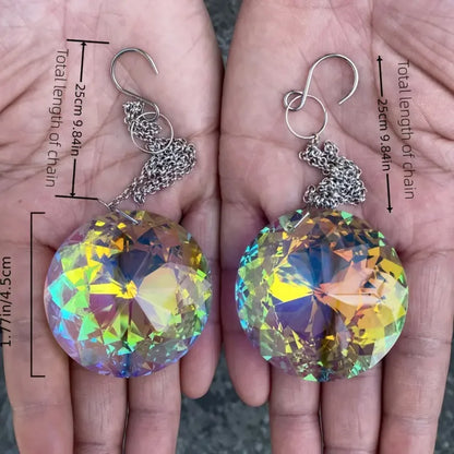 2pcs, Round Crystal Sun Catchers, Glass Prism Hanging Sun Catchers, Rainbow Maker For Window, Balcony, Kitchen, Garden Decor