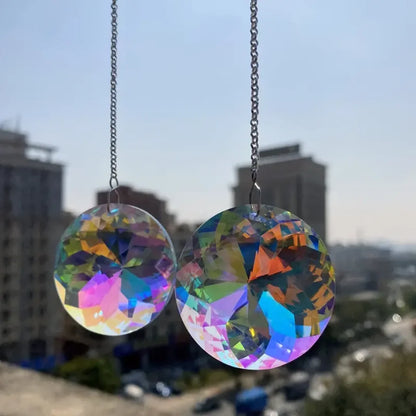 2pcs, Round Crystal Sun Catchers, Glass Prism Hanging Sun Catchers, Rainbow Maker For Window, Balcony, Kitchen, Garden Decor