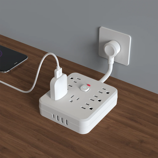 11-in-1 Power Strip with 7 AC Sockets, 3 USB Ports and 1 Type-C Connection | Surge Protector & Multi-Plug Extender, USB Wall