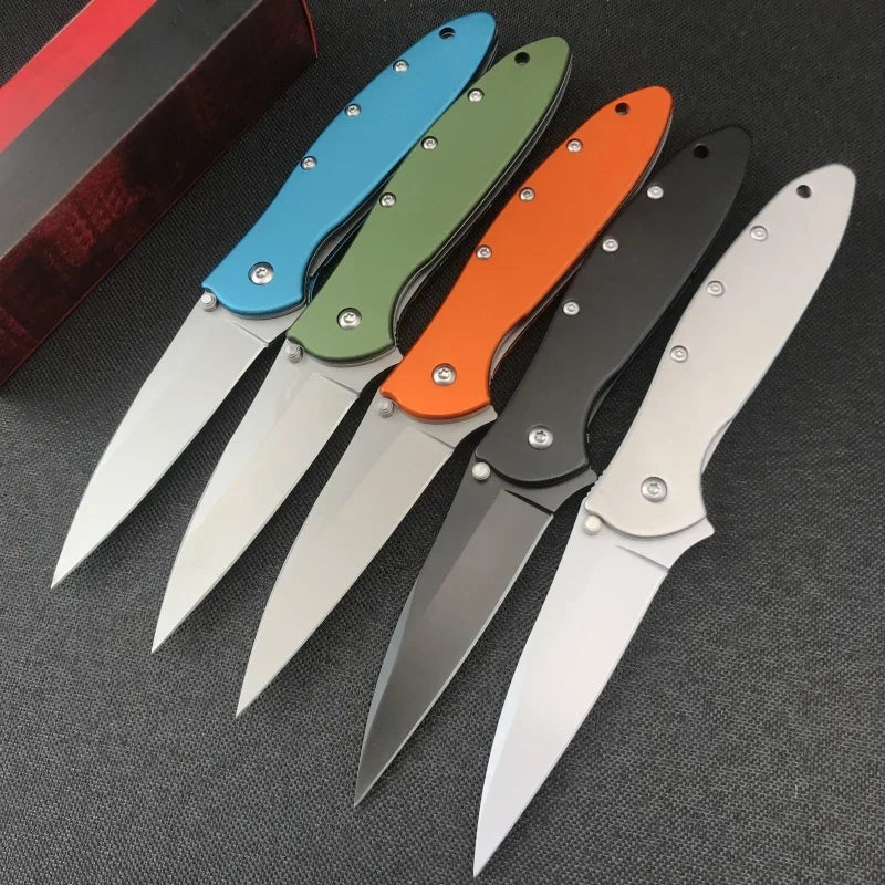 KS 1660 Ken Onion Leek Assisted Flipper Knife Bead Blast Plain Blade Stainless Steel Handles
