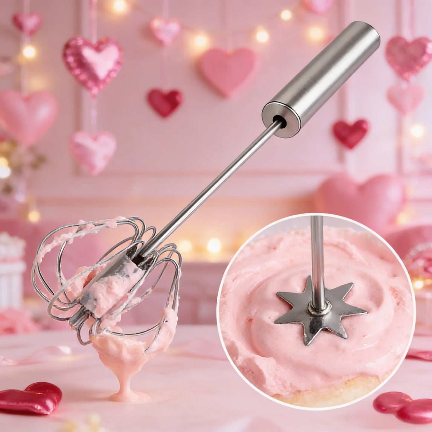 1-Second Mini Whisker, One-Press Handheld Milk Frother &Egg Beater, Perfect Valentine's Day Gift for Home Bakers & Coffee Lovers