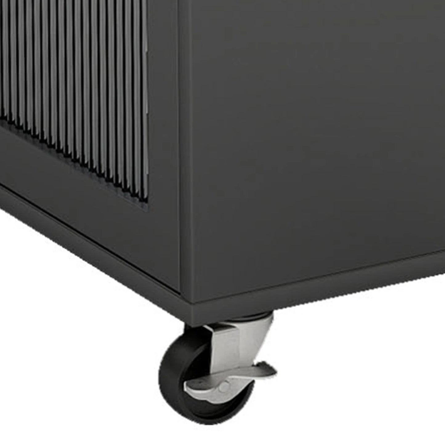 US Kitchen Island On Wheels with Extended Table MDF Rolling Kitchen Storage Cart LED Light Power Outlets 2 Fluted Glass Doors