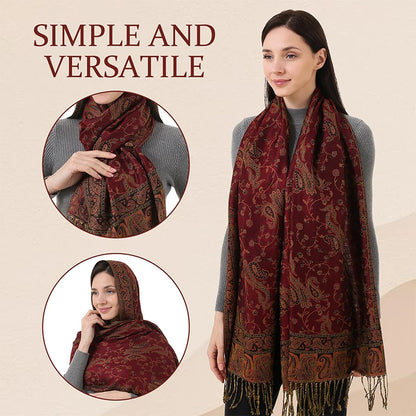 Autumn Winter Scarf Women Pashmina Shawls Cashmere Blanket Paisley Warm Thick Chunky Stoles Lady Elegant Poncho Outdoor Bufanda