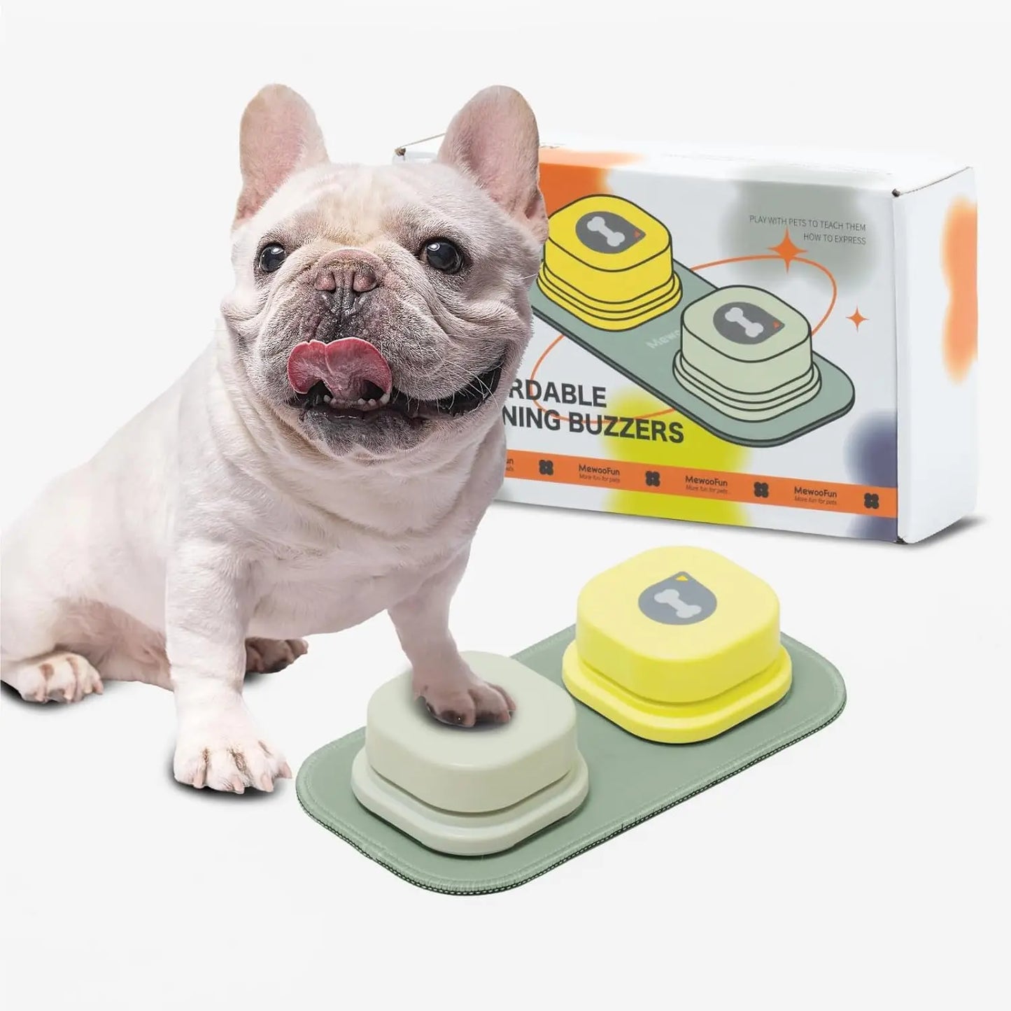 ZUJOLY Dog Button Record Talking Pet Communication Vocal Training Interactive Toy Bell Ringer With Pad and Sticker Easy To Use