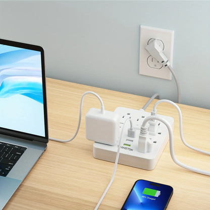 Power strip with Surge Protector, 9 power strip   3 USB Ports,5ft Extension Cord, Quick Charge, For Home and Off