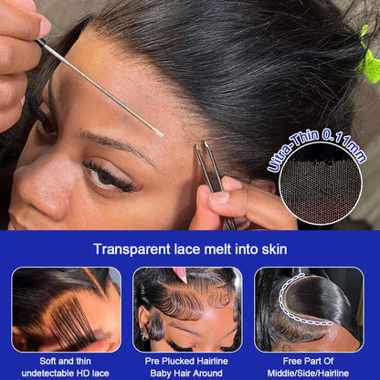  40 42 Inch Straight Human Hair Wigs 13x4 13X6 HD Lace Frontal Wig 300% Density Human Hair Remy Invisible Swiss Lace Wigs For Women