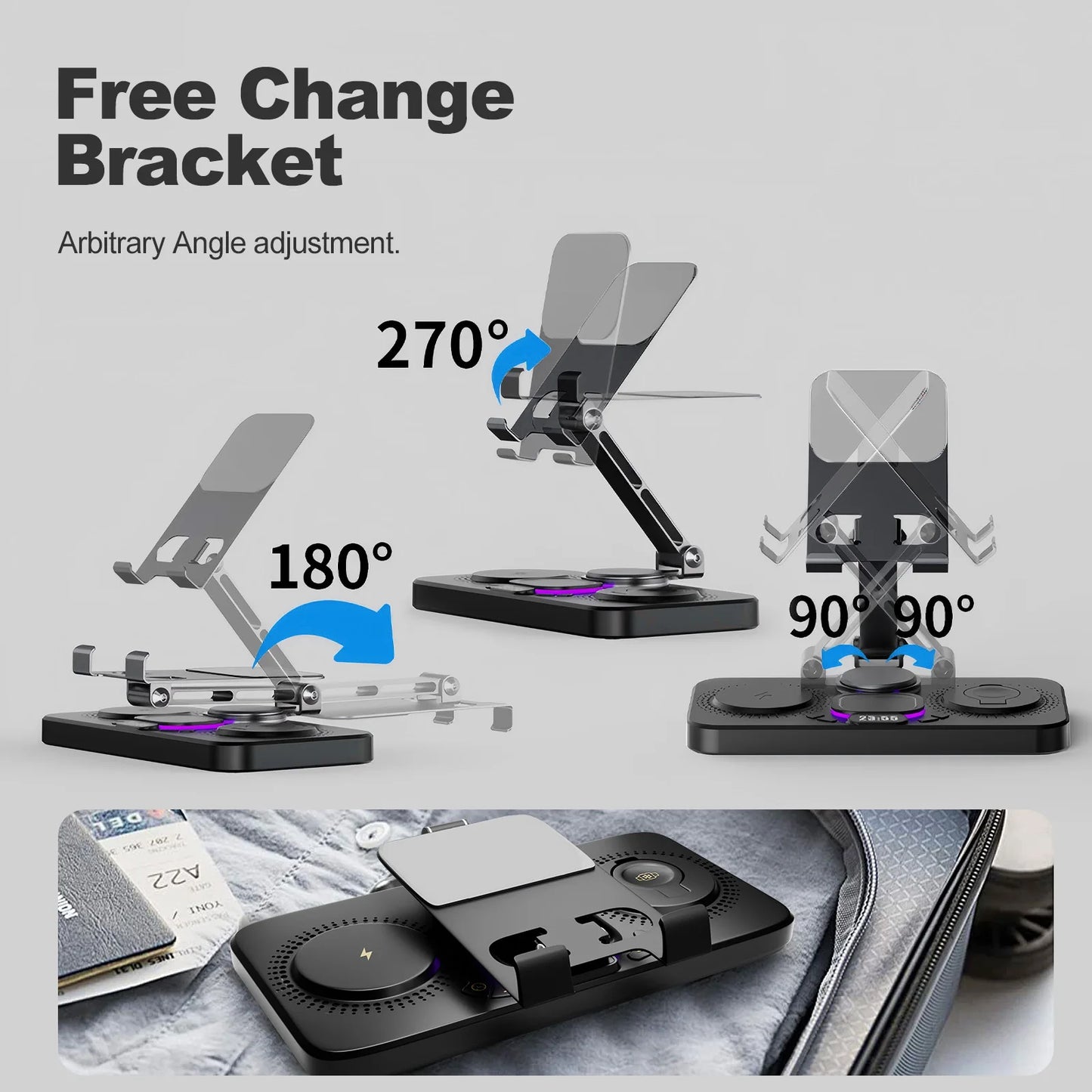 Magnetic 7-in-1 15W Type-C wireless charger stand