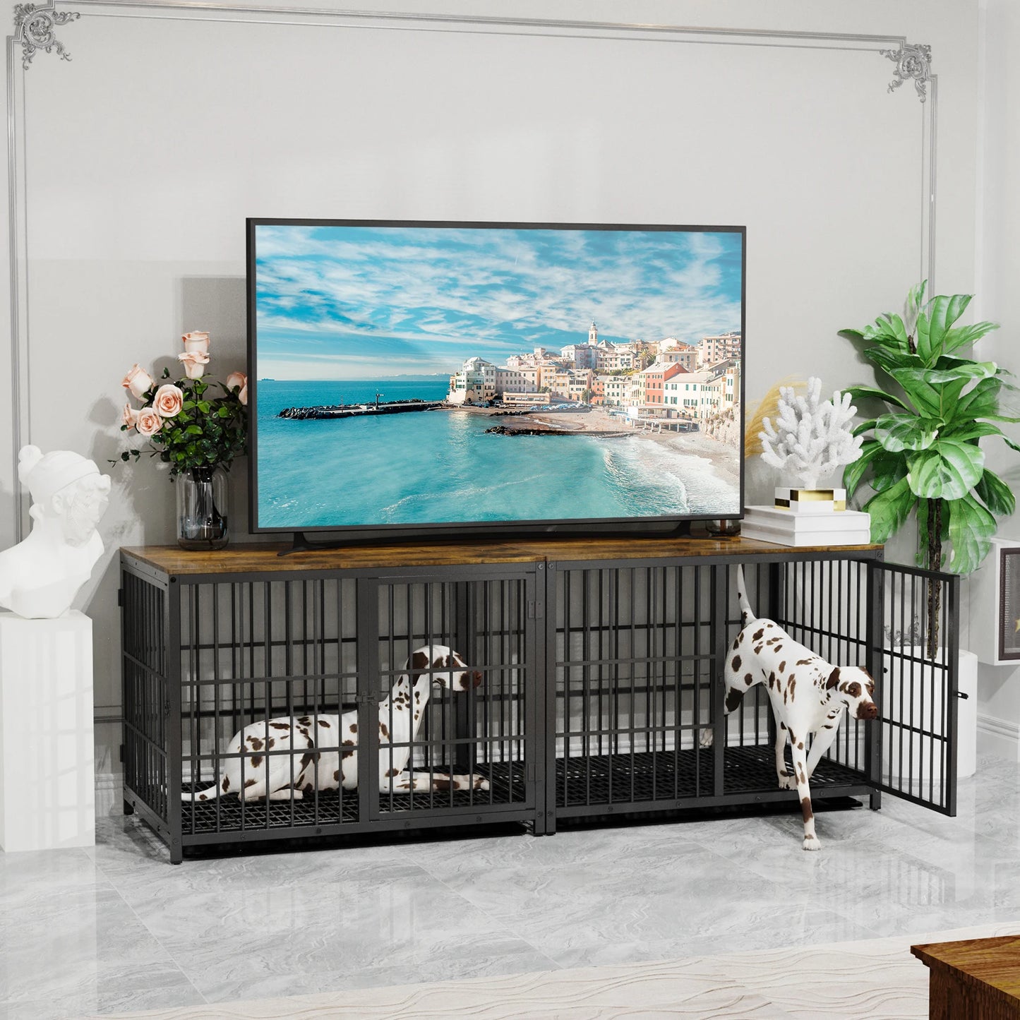 Furniture Style Dog Crate With Three Doors.
