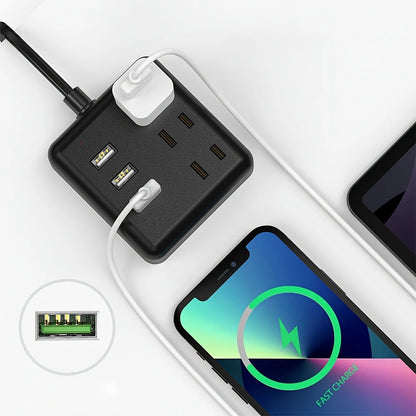 Mini Portable Power Outlet, 3power strip    3 USB, 3.3ft Extension Cord, Fast Charging, Fireproof, For Business Trave