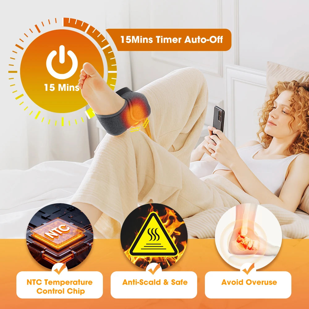 Heated Wrist & Foot Massager for Carpal Tunnel, Cordless Hand Wrist Brace with 5 Heat & 3 Vibration Modes, Arthritis Pain Relief