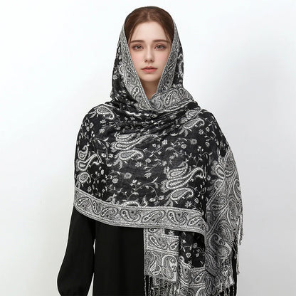 Autumn Winter Scarf Women Pashmina Shawls Cashmere Blanket Paisley Warm Thick Chunky Stoles Lady Elegant Poncho Outdoor Bufanda