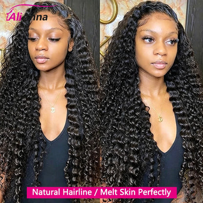 Deep Wave Human Hair Bundles And Weaves 22 24 26 Inch Burmese Curly Hair Bundles With Closure Human Hair 100% Raw Hair Bundles Deals And 4x4 Lace Closure Transparent HD Swiss Lace Preplucked With Baby Hair Brazilian Hair Exte