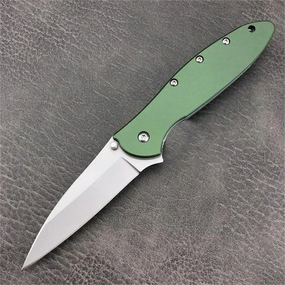 KS 1660 Ken Onion Leek Assisted Flipper Knife Bead Blast Plain Blade Stainless Steel Handles