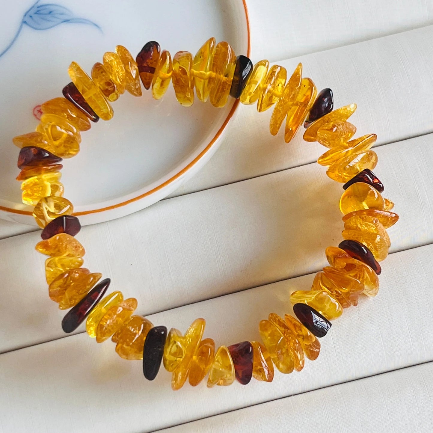 Natural Amber Bracelet Women Healing Gemstone Fine Jewelry Genuine Baltic Ambers Tumbled Stone Bracelets Raw Stones Bangles