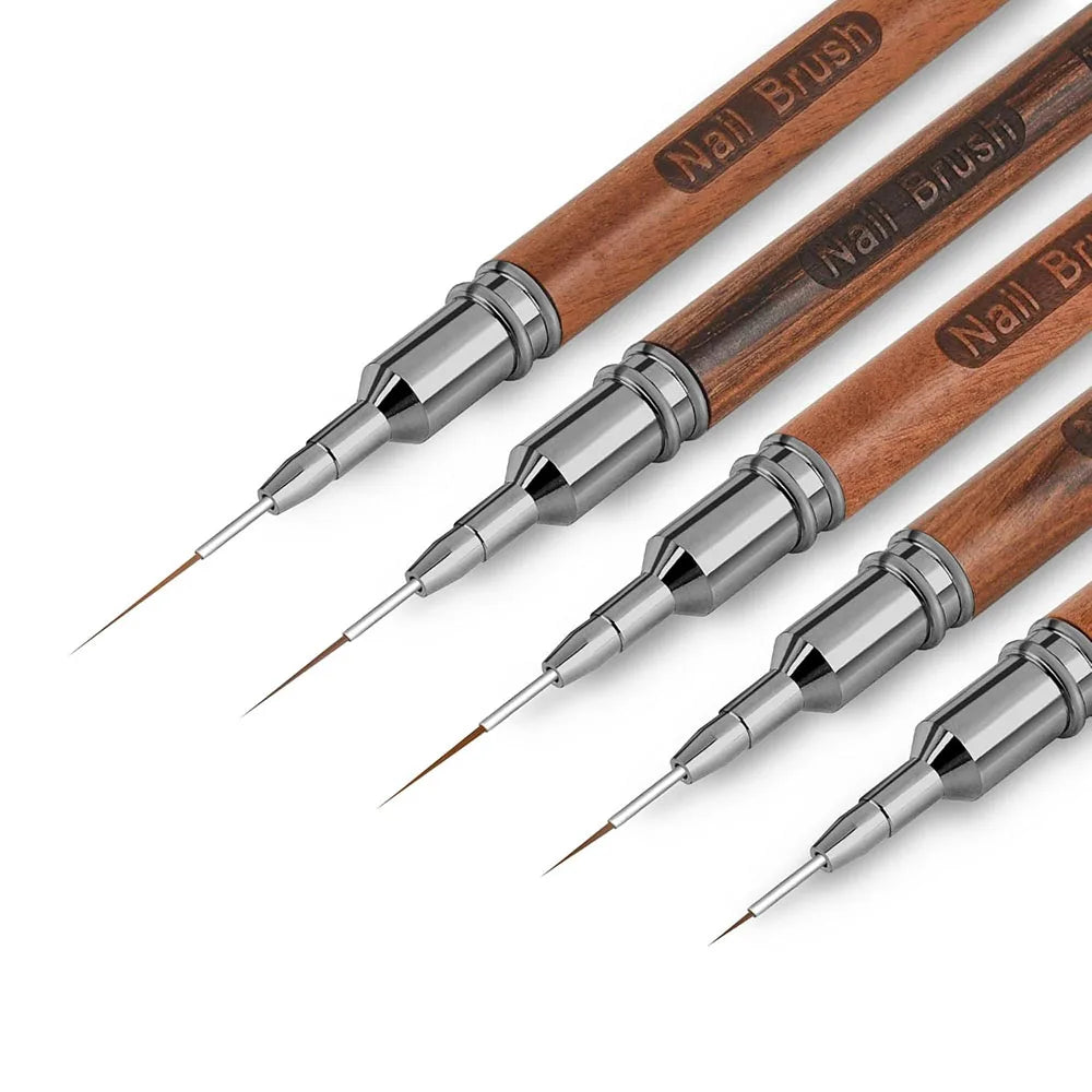 Wooden Nail Art Brushes, Nail Art Liner Brush for Thin Details, Fine Drawing Liner Brush UV Gel Polish Painting Nail Design Tool