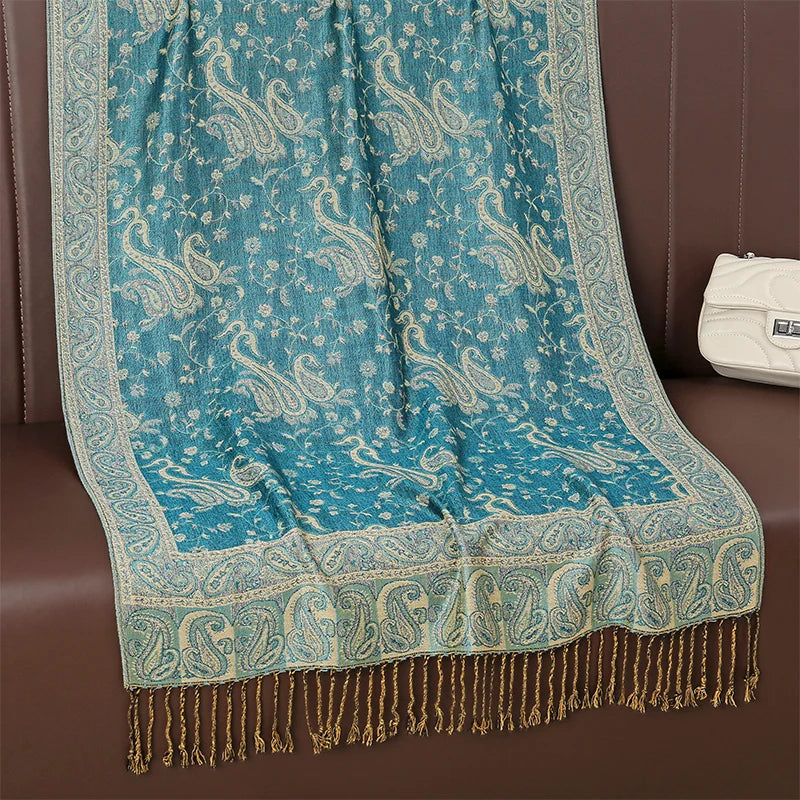 Autumn Winter Scarf Women Pashmina Shawls Cashmere Blanket Paisley Warm Thick Chunky Stoles Lady Elegant Poncho Outdoor Bufanda