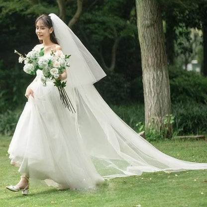 Wedding Veil Cut Edge Bridal Veils Women's Extra Long Wedding Headpiece 0.8* 1.5+ 3 * 1.5 Meters