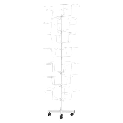 7-Tier Hats Display Rack 35 Hat Rest Adjustable Cap Organizer with Wheels Standing Metal Hat Hanger Floor Standing Display Tower