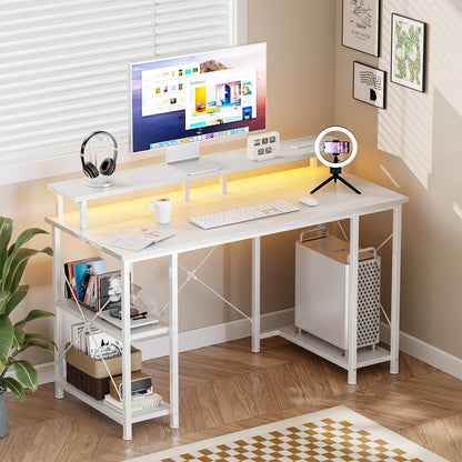JHK 48‑Inch Computer Desk With Storage, Outlets, LED.