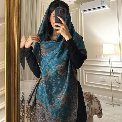 Autumn Winter Scarf Women Pashmina Shawls Cashmere Blanket Paisley Warm Thick Chunky Stoles Lady Elegant Poncho Outdoor Bufanda