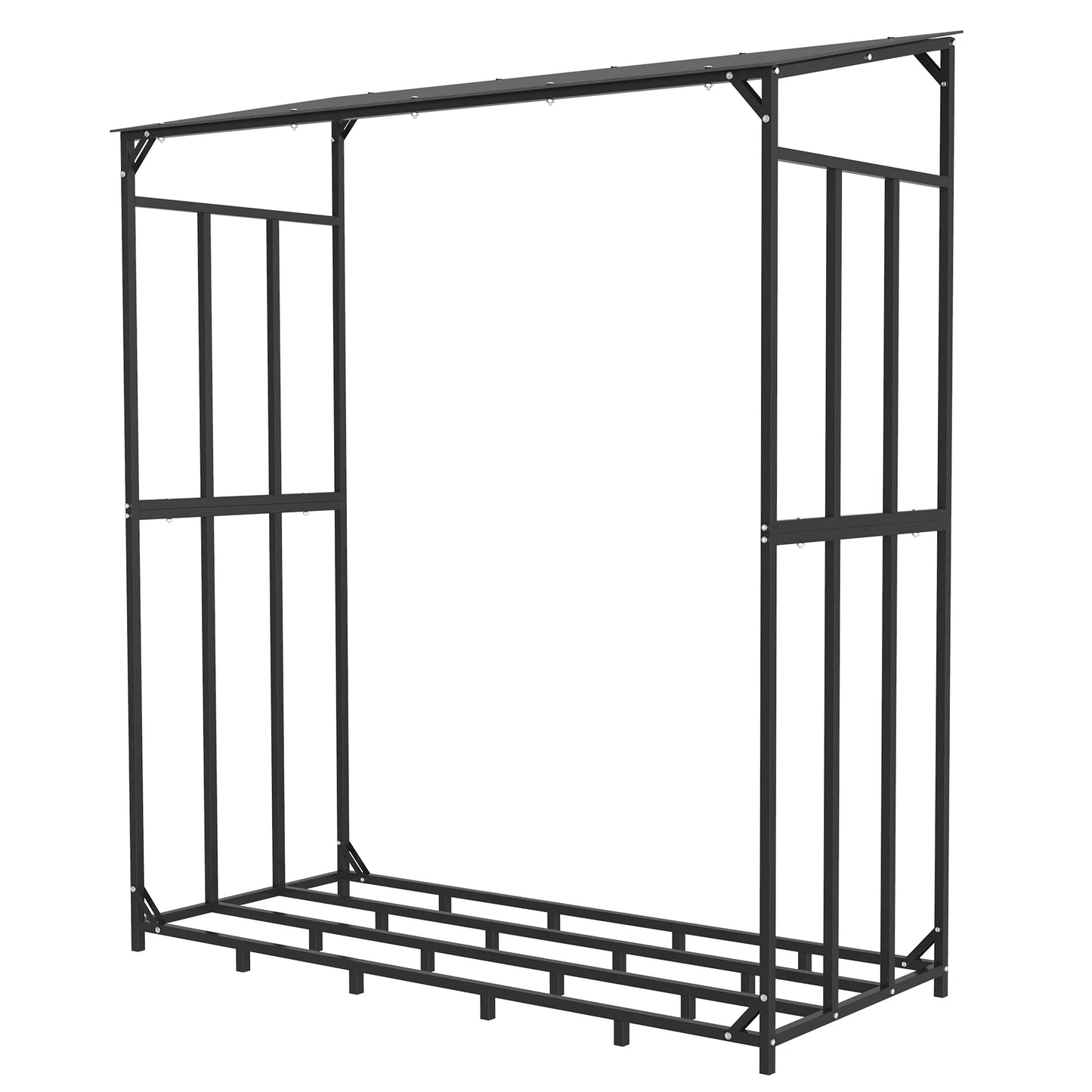 Heavy Duty Outdoor Firewood Rack With Protective Top Cover.