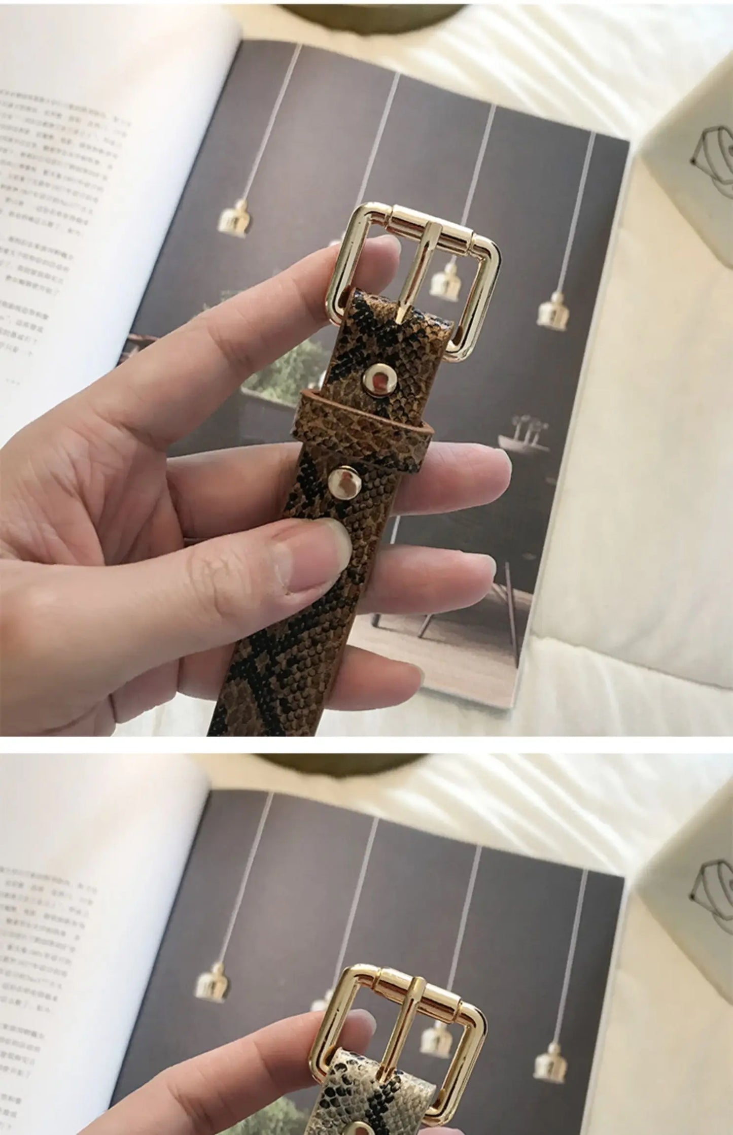 Hot Sale New Fashion Customized PU Leather Leopard Snake Print Slim Belt For Women