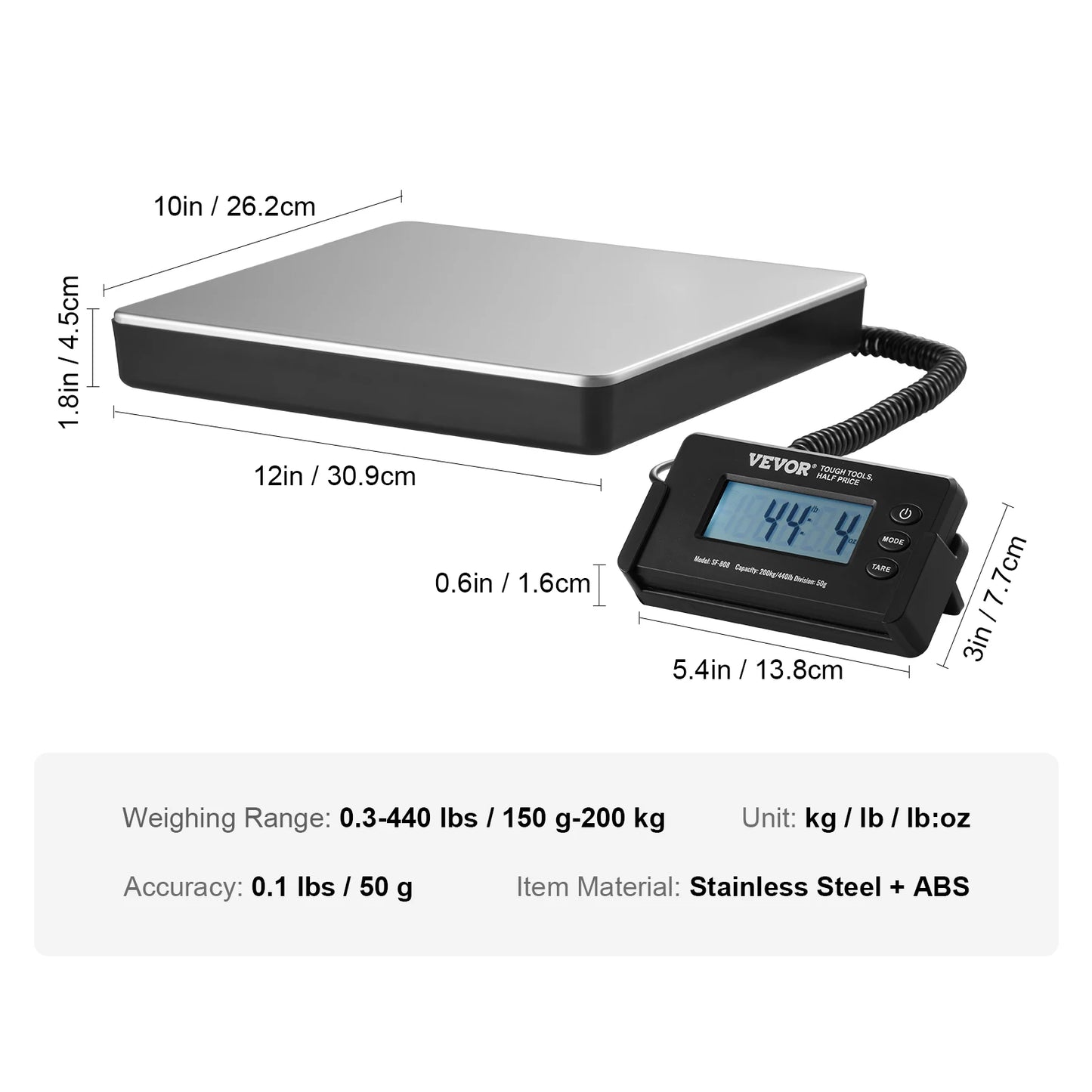 Portable 440lb digital shipping scale with timer.