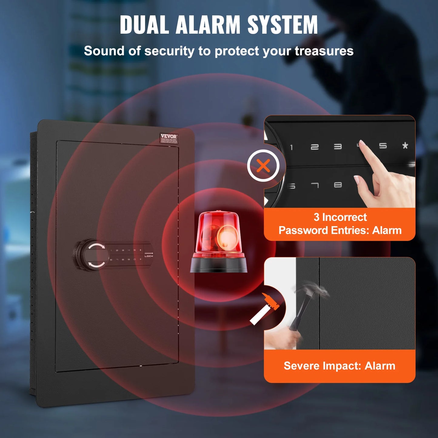 Tall Hidden Wall Safe With Digital Keypad Security.