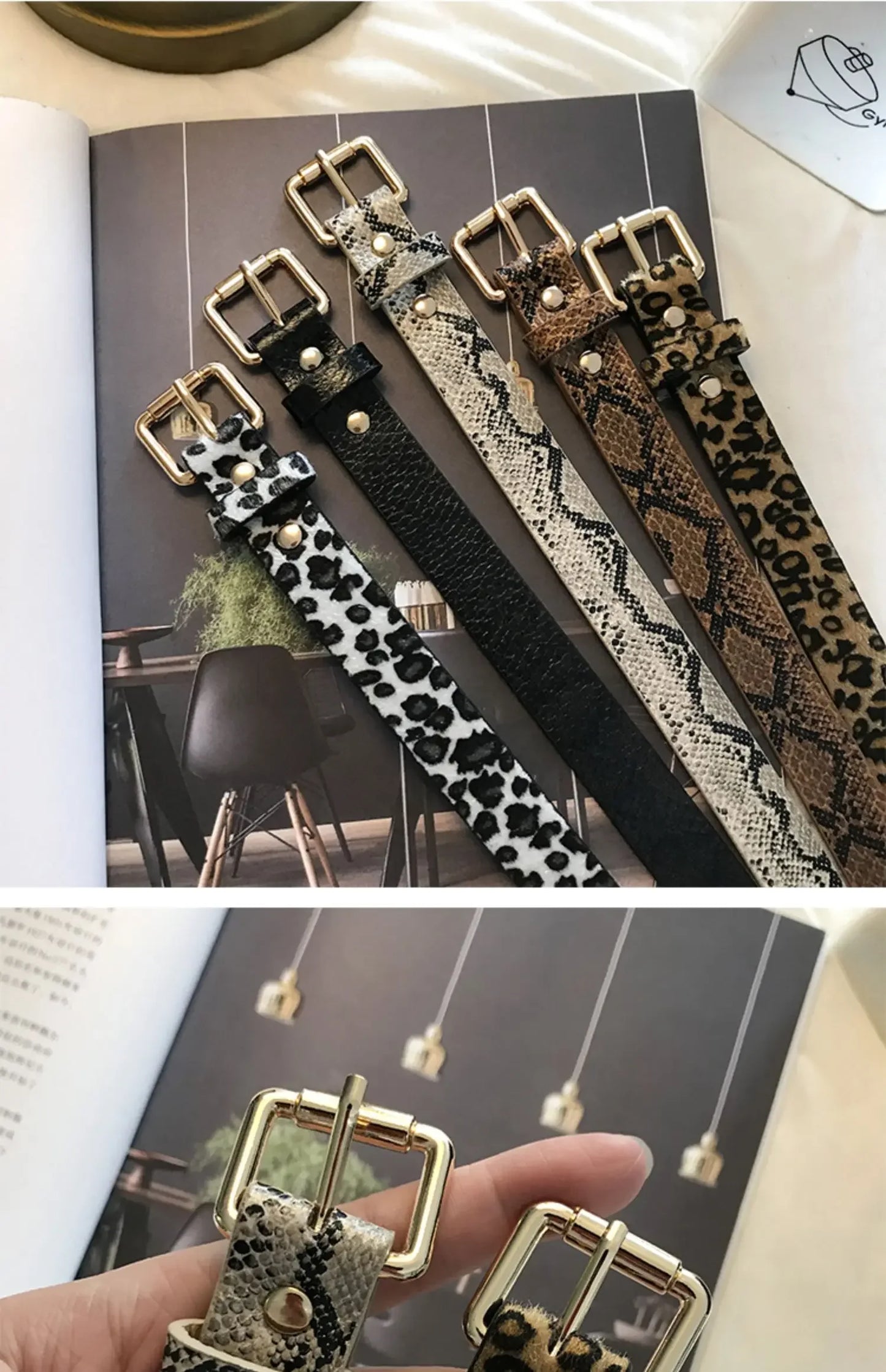 Hot Sale New Fashion Customized PU Leather Leopard Snake Print Slim Belt For Women
