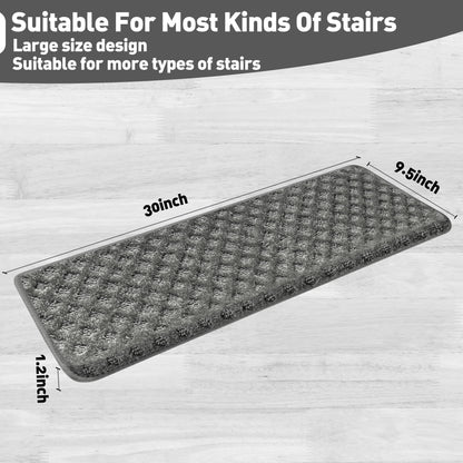 Non‑slip bullnose carpet stair treads, soft and washable.