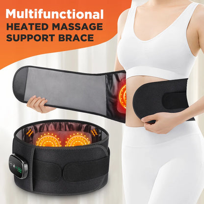 Heated vibration lumbar belt; red‑light hot compress