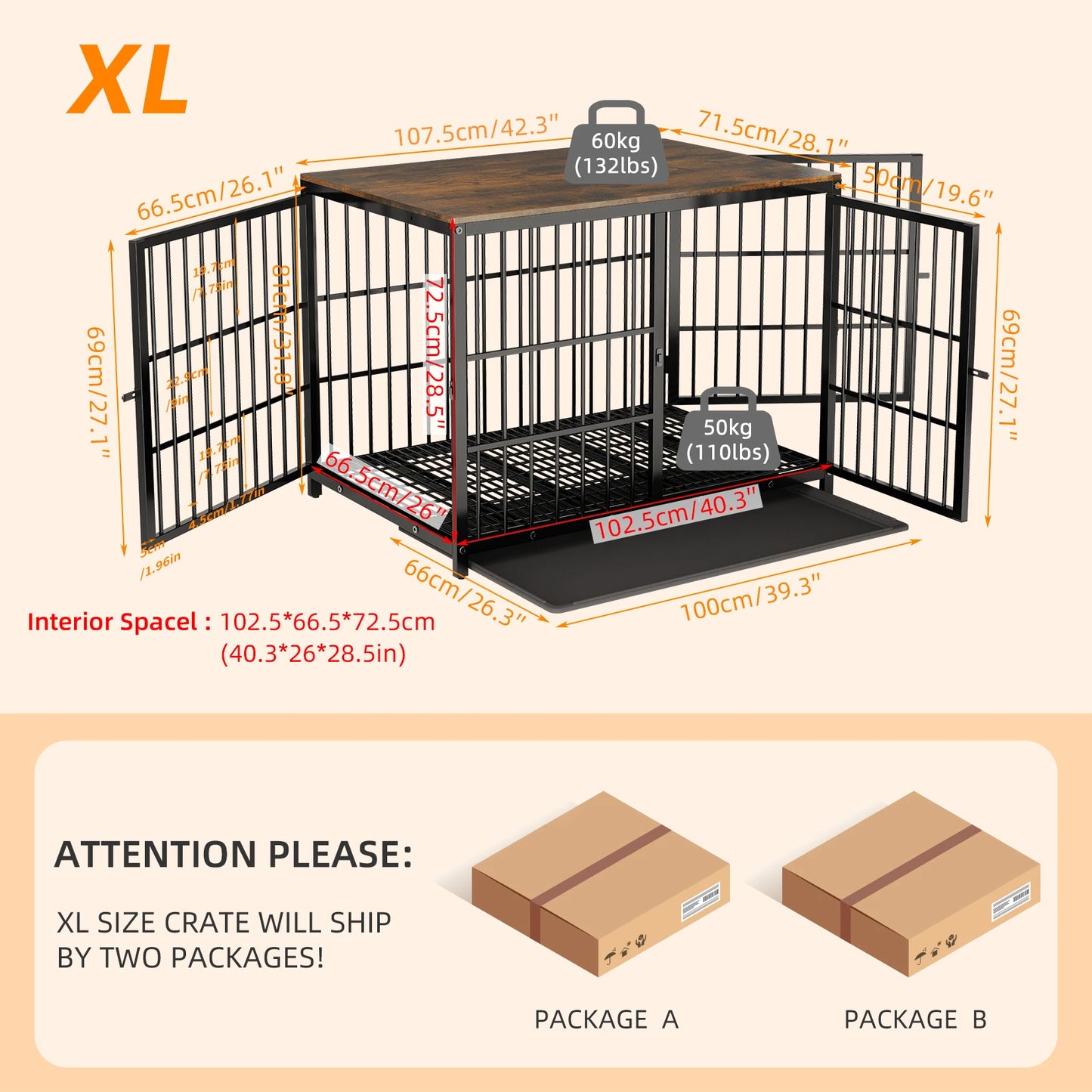 Furniture Style Dog Crate With Three Doors.