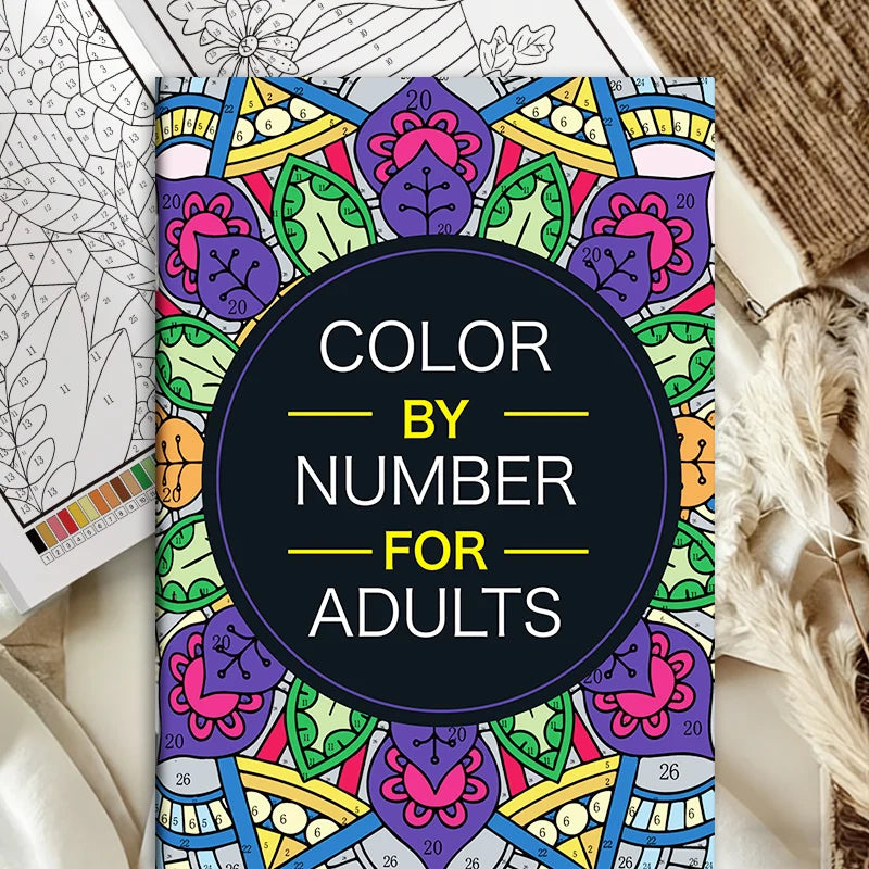 Color by Number for Adults Coloring Book 32 Pages Floral Mandala Design Stress Relief Relaxation Therapy Activity Book