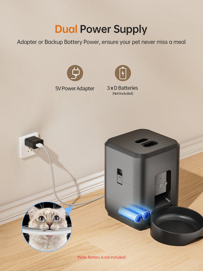 App-controlled timed feeder; perfect cat mom gift.