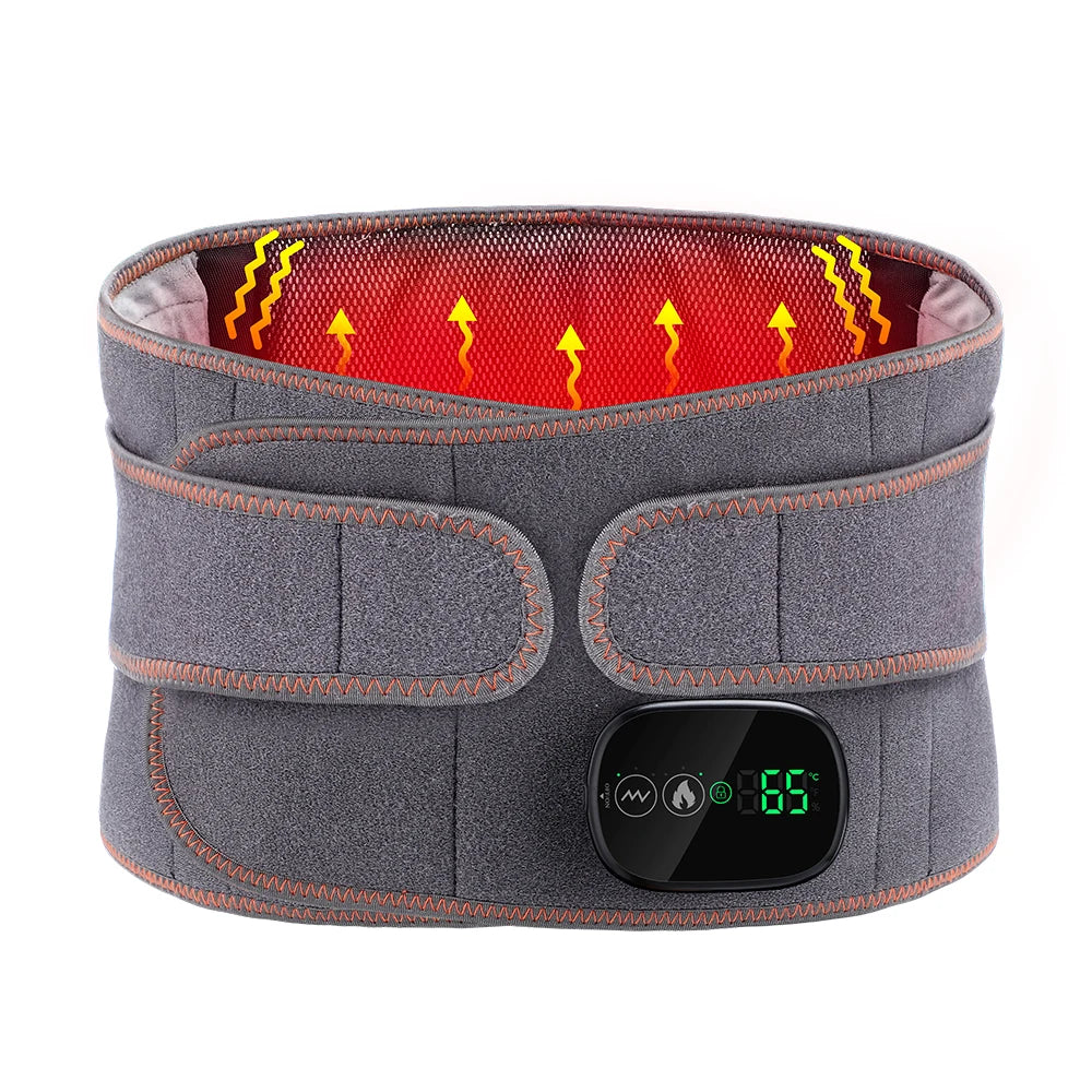 Heated vibration lumbar belt; red‑light hot compress