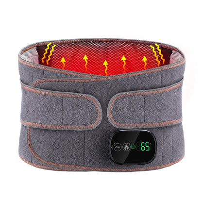 Heated vibration lumbar belt; red‑light hot compress