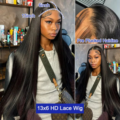  40 42 Inch Straight Human Hair Wigs 13x4 13X6 HD Lace Frontal Wig 300% Density Human Hair Remy Invisible Swiss Lace Wigs For Women