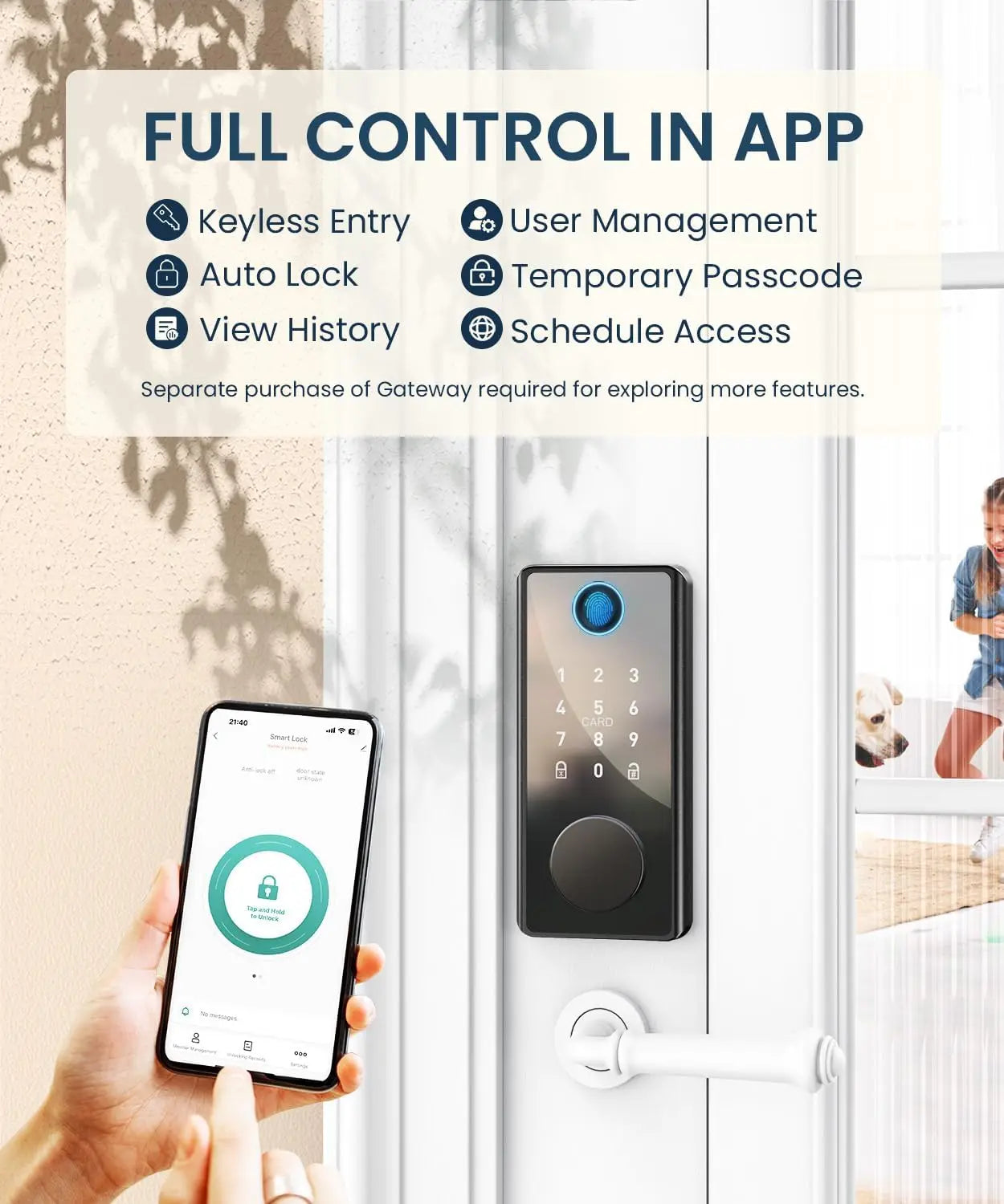Fingerprint Smart Door Lock With Keypad Auto‑Lock.