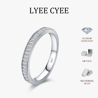 Dazzling D Color Rectangle Moissanite Stackable Rings 925 Sterling Silver Eternity Band Rings For Women Fine Jewelry