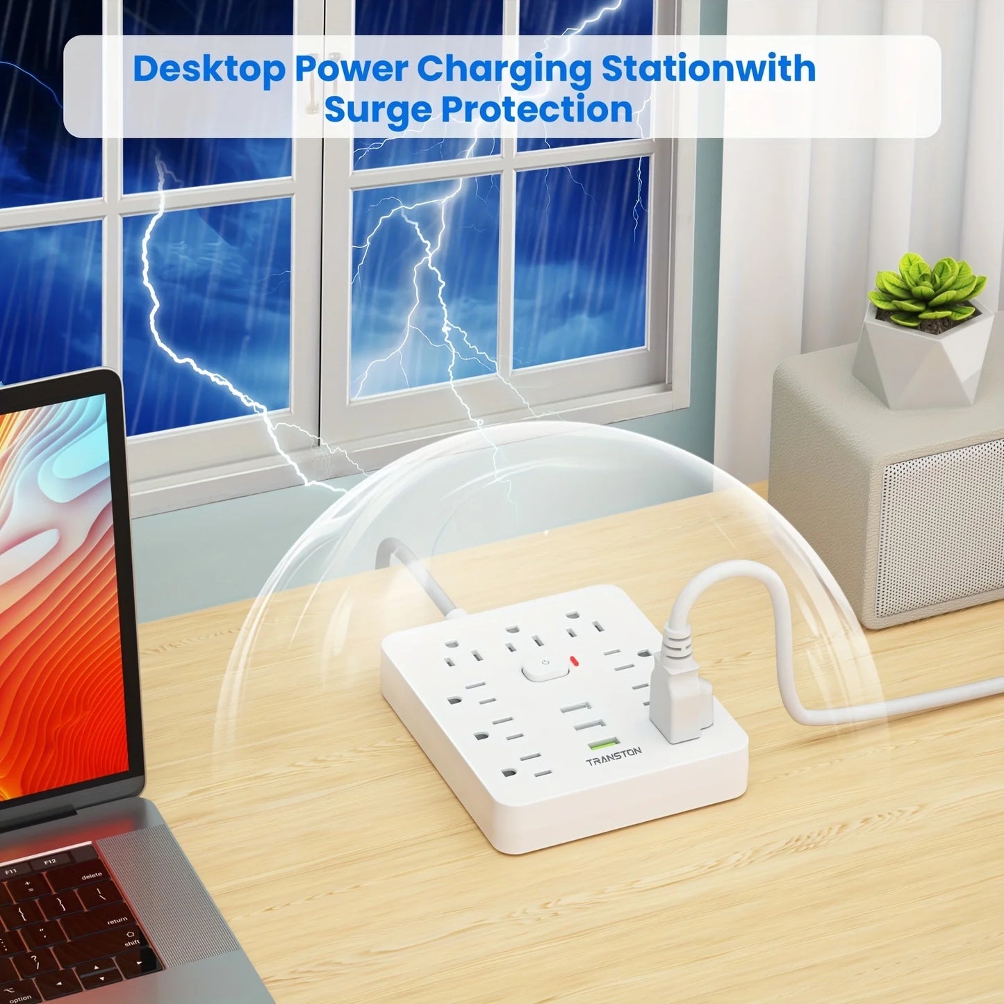 Surge Protector Power Strip With USB Charging.