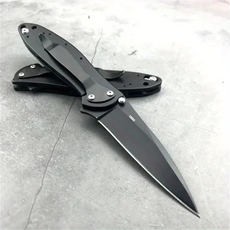 KS 1660 Ken Onion Leek Assisted Flipper Knife Bead Blast Plain Blade Stainless Steel Handles