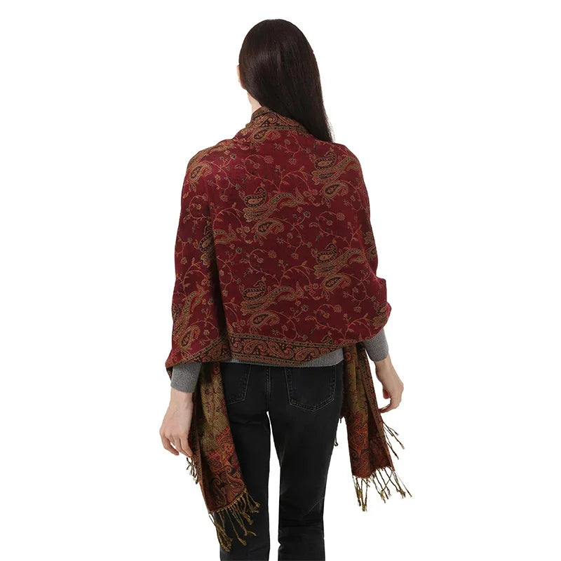 Autumn Winter Scarf Women Pashmina Shawls Cashmere Blanket Paisley Warm Thick Chunky Stoles Lady Elegant Poncho Outdoor Bufanda
