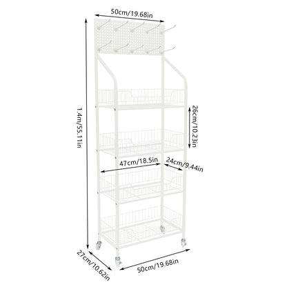 Four Tier Display Snack Rack With Universal Wheels.